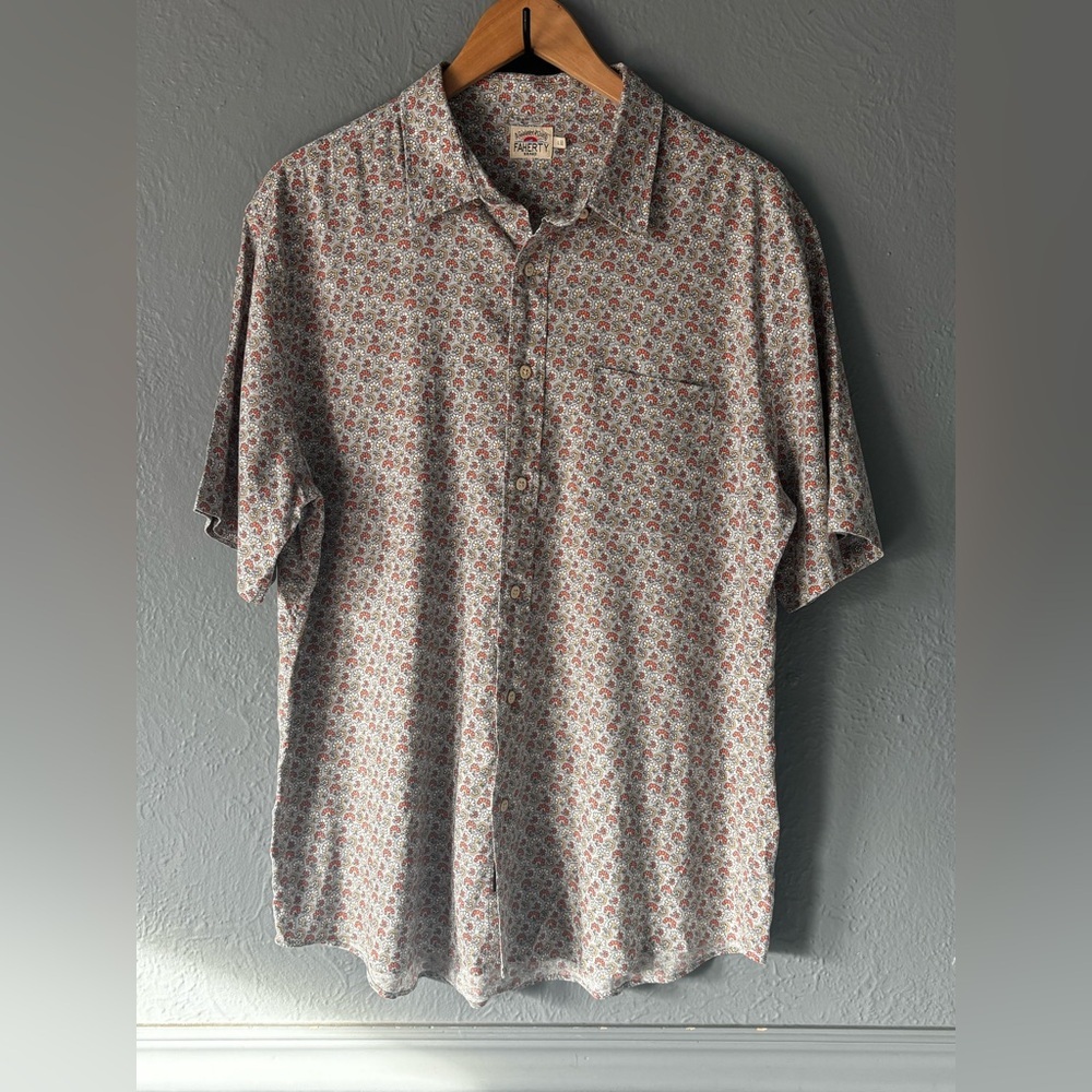 Faherty MWS2119 Hemp Tencel Floral Button Down | Short Sleeve | Size L